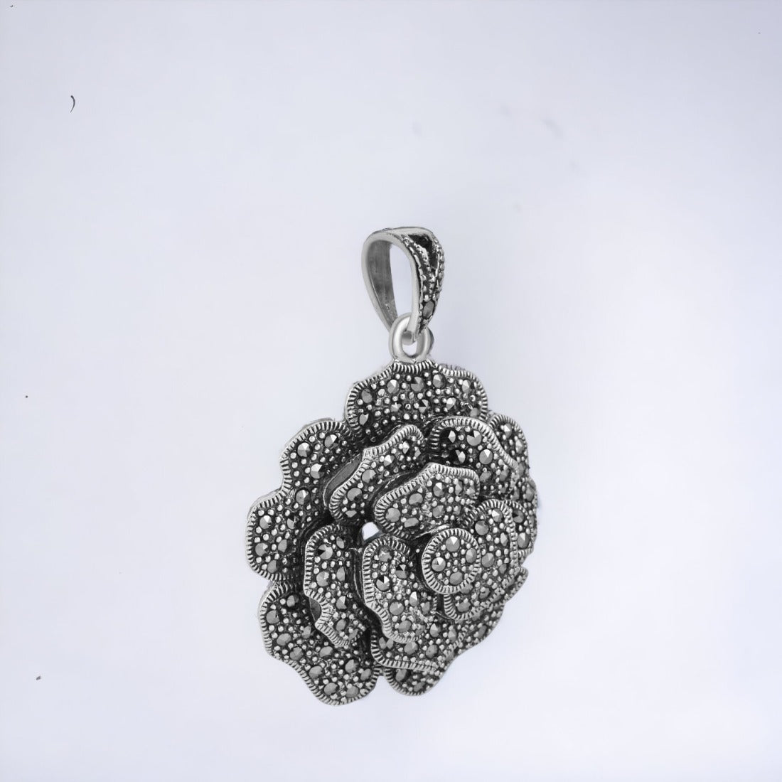 Silver Oxidized Flower Pendant For Women & Girls(Without Chain)