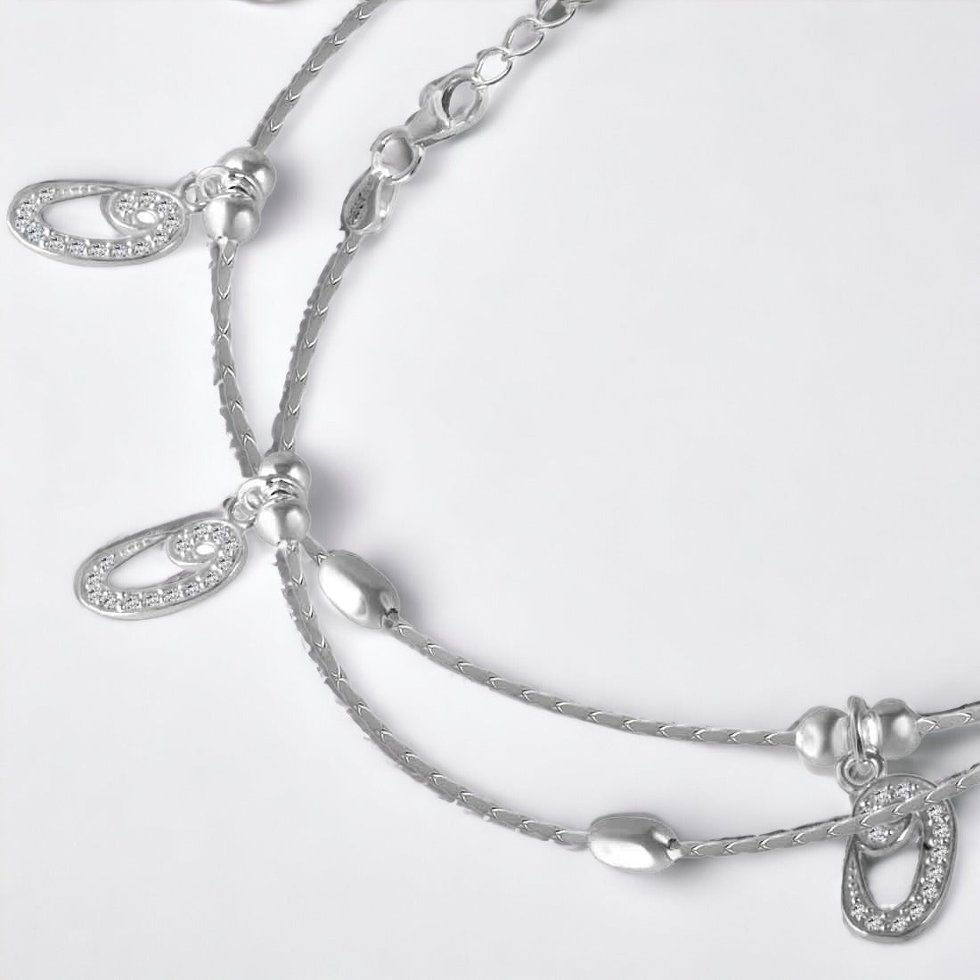 Cubic Zircon Charm Anklet For Women & Girls