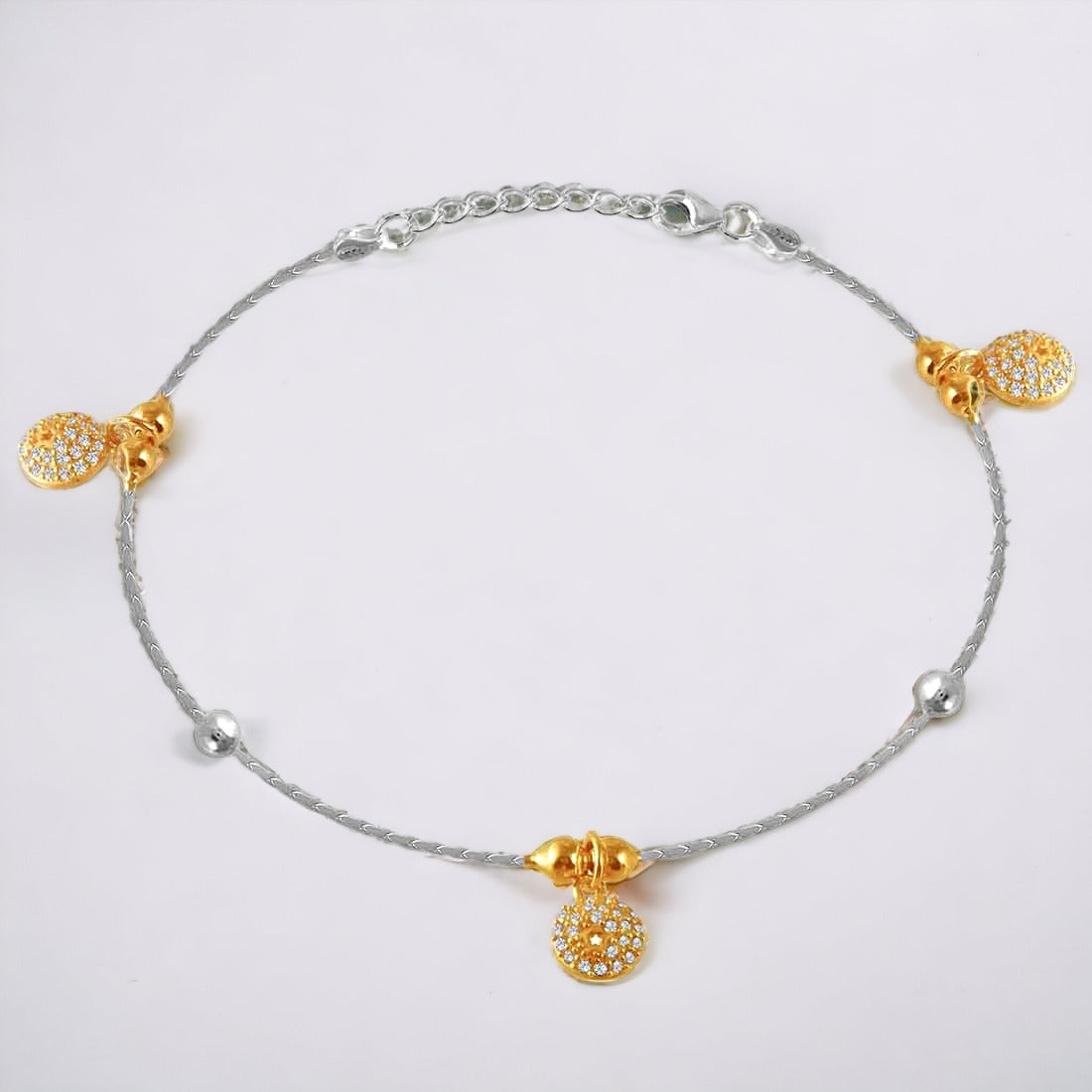 Round Gold Plated Charm Anklet For Women & Girls