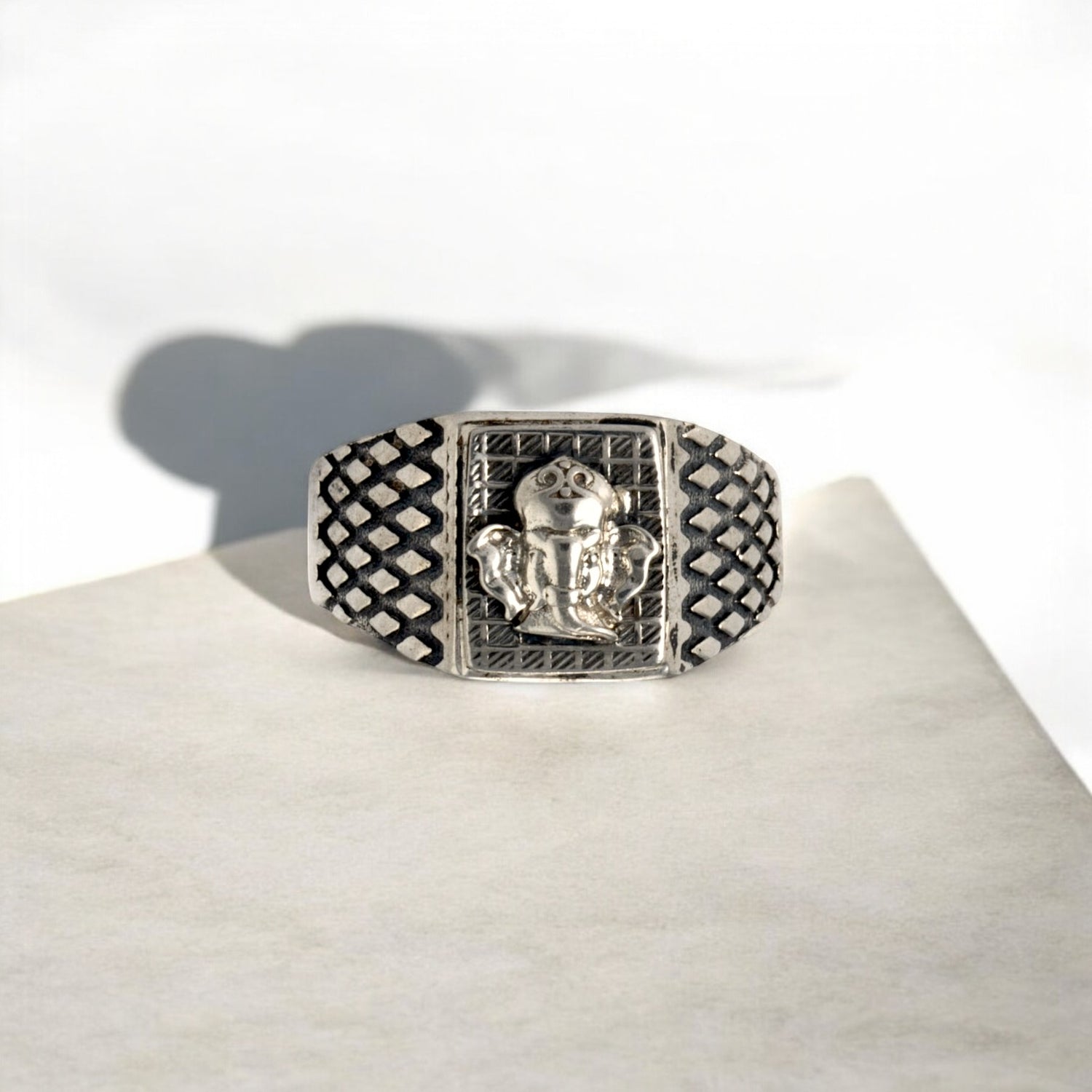 Sterling Silver EterKnight Ganesh Mens Ring