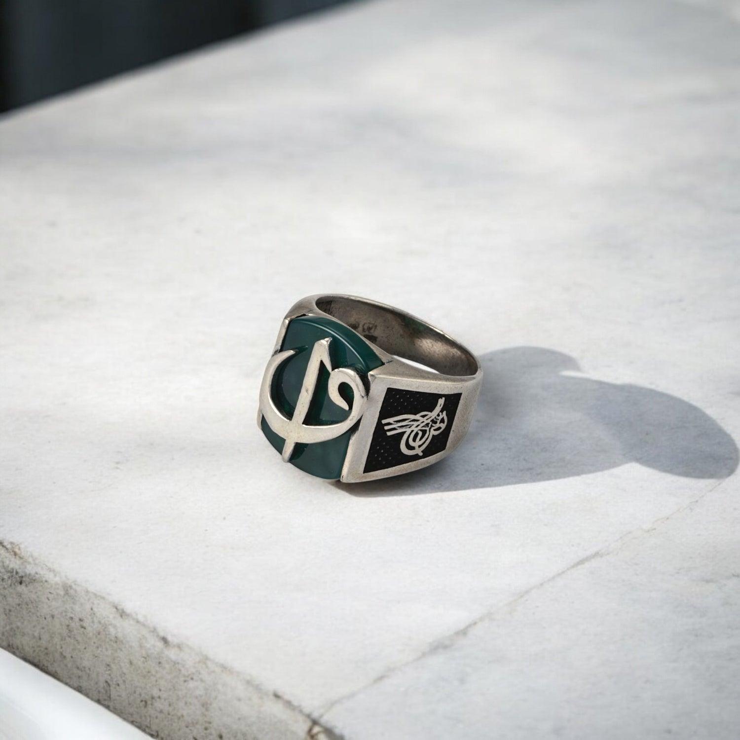 Sterling Silver EterKnight Arabic letter Mens Ring