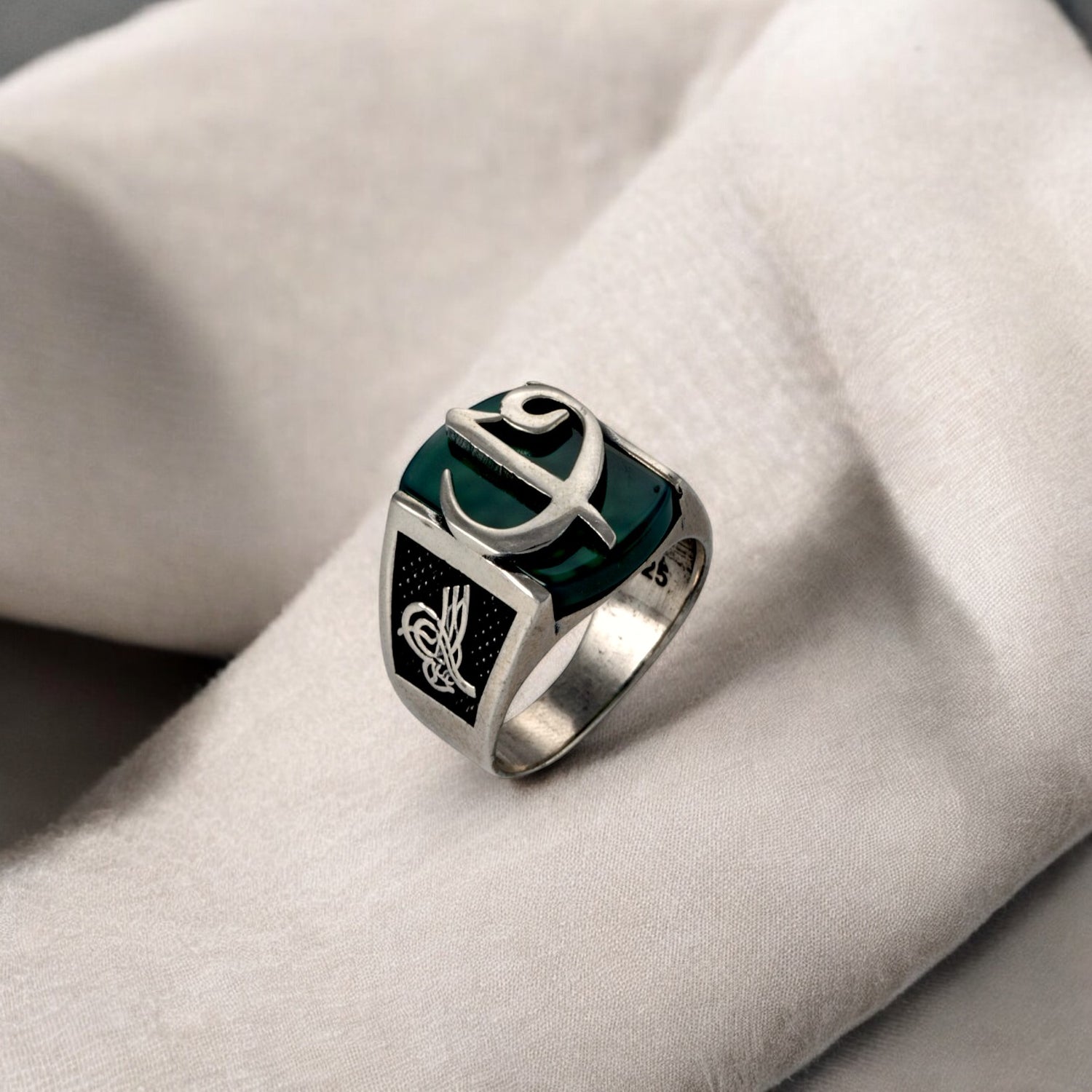 Sterling Silver EterKnight Arabic letter Mens Ring