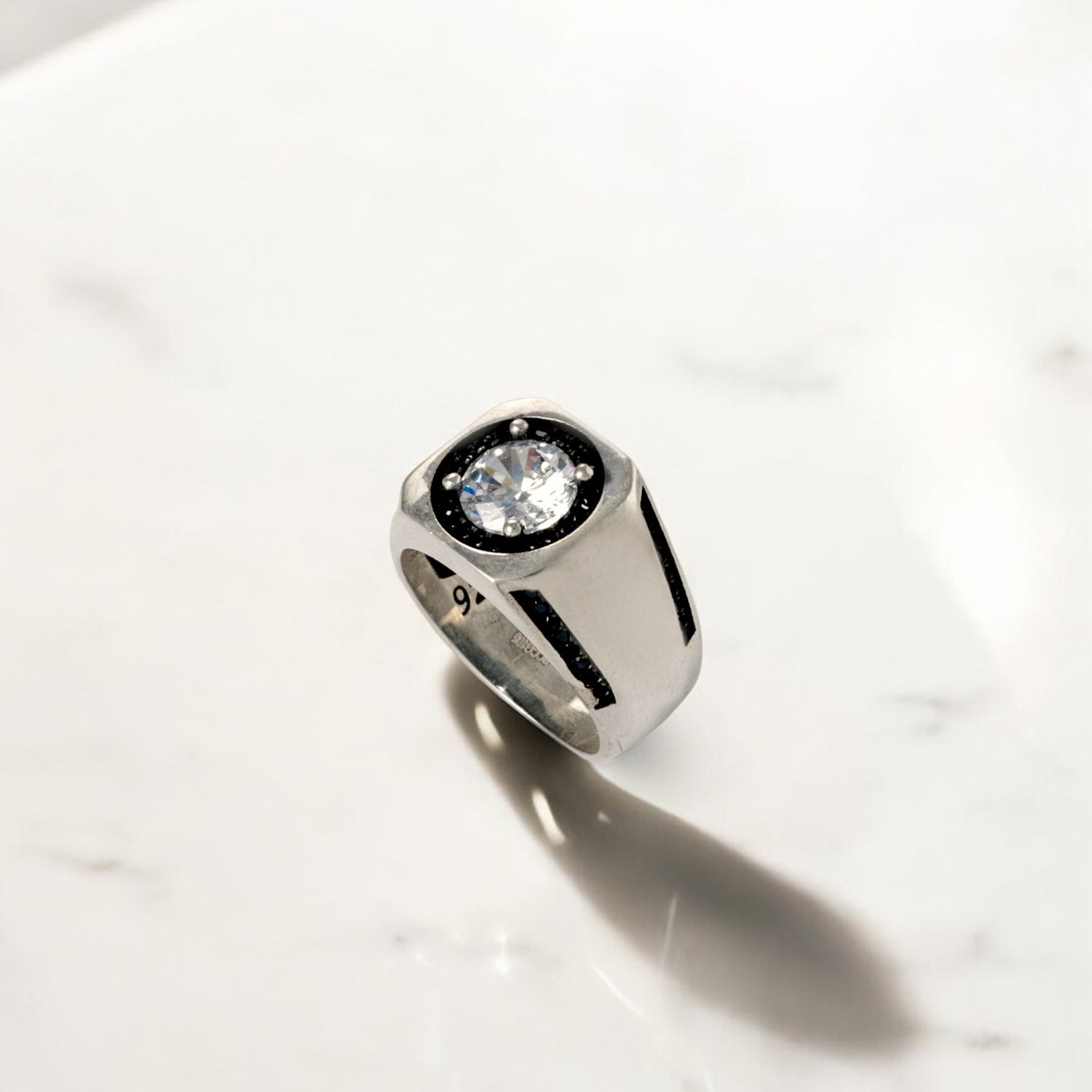Sterling Silver EterKnight Retro Mens Ring