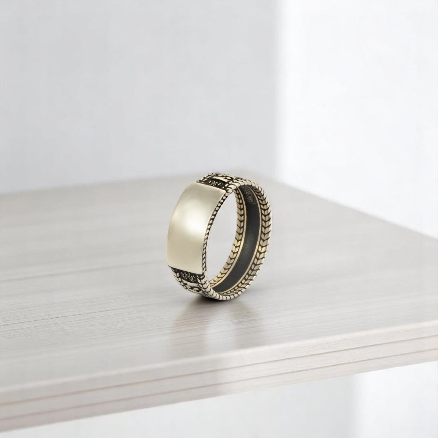 Sterling Silver EterKnight Oxidised Thumb Ring For Men