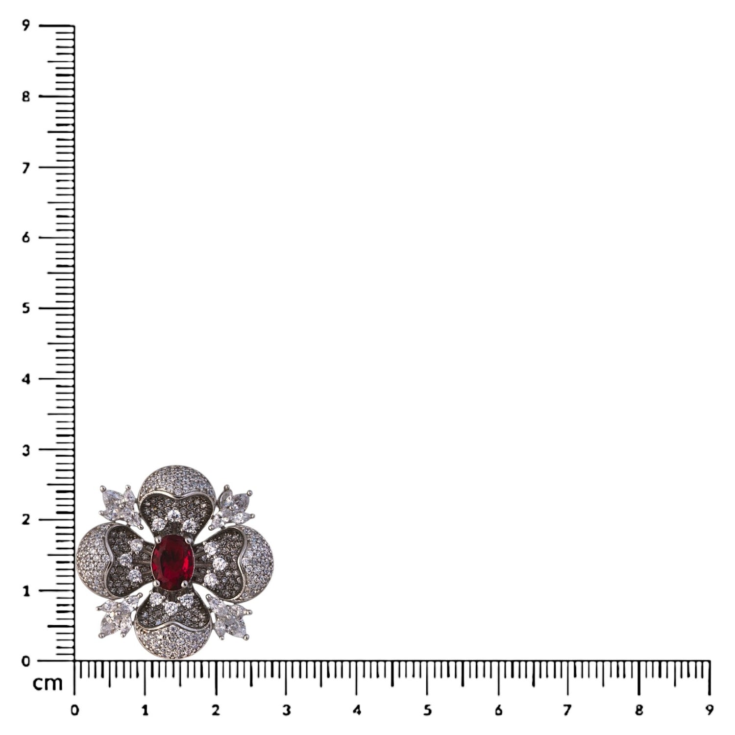Sterling Silver Midnight Bloom Royal Maroon Stone Adjustable Cocktail Ring For Women and Girls