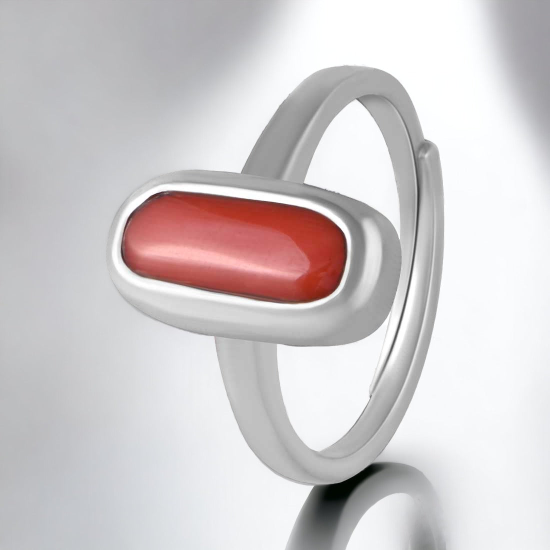 Certified Natural Red Coral Ring for Men and Women