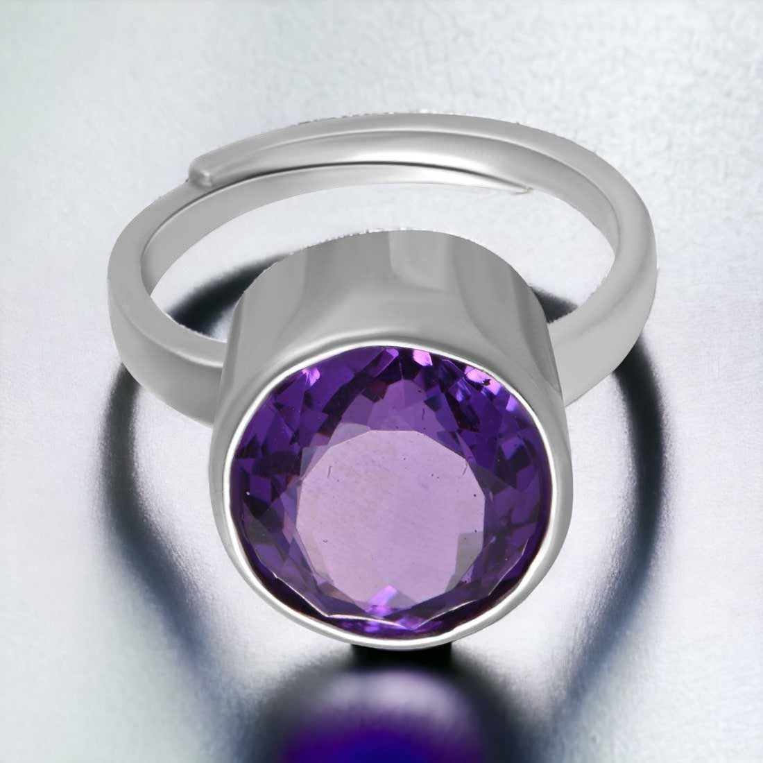Amethyst Ring – 925 Sterling Silver with Certified Amethyst, Adjustable Astrology Ring for Men & Women