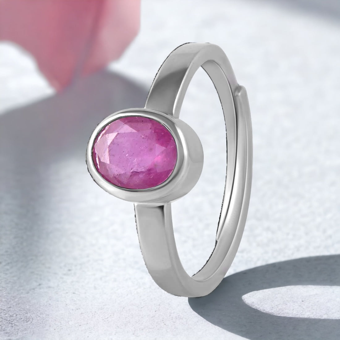925 Sterling Silver Adjustable Ruby Rings for Men & Women with Certified Natural Gemstone