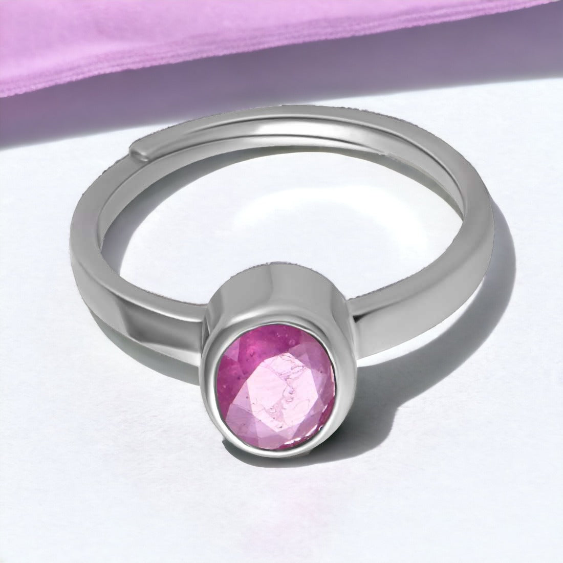 925 Sterling Silver Adjustable Ruby Rings for Men & Women with Certified Natural Gemstone