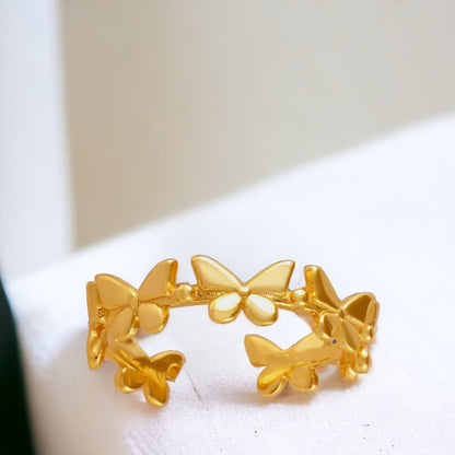 Gold Plated Butterfly Ring For Women & Girls