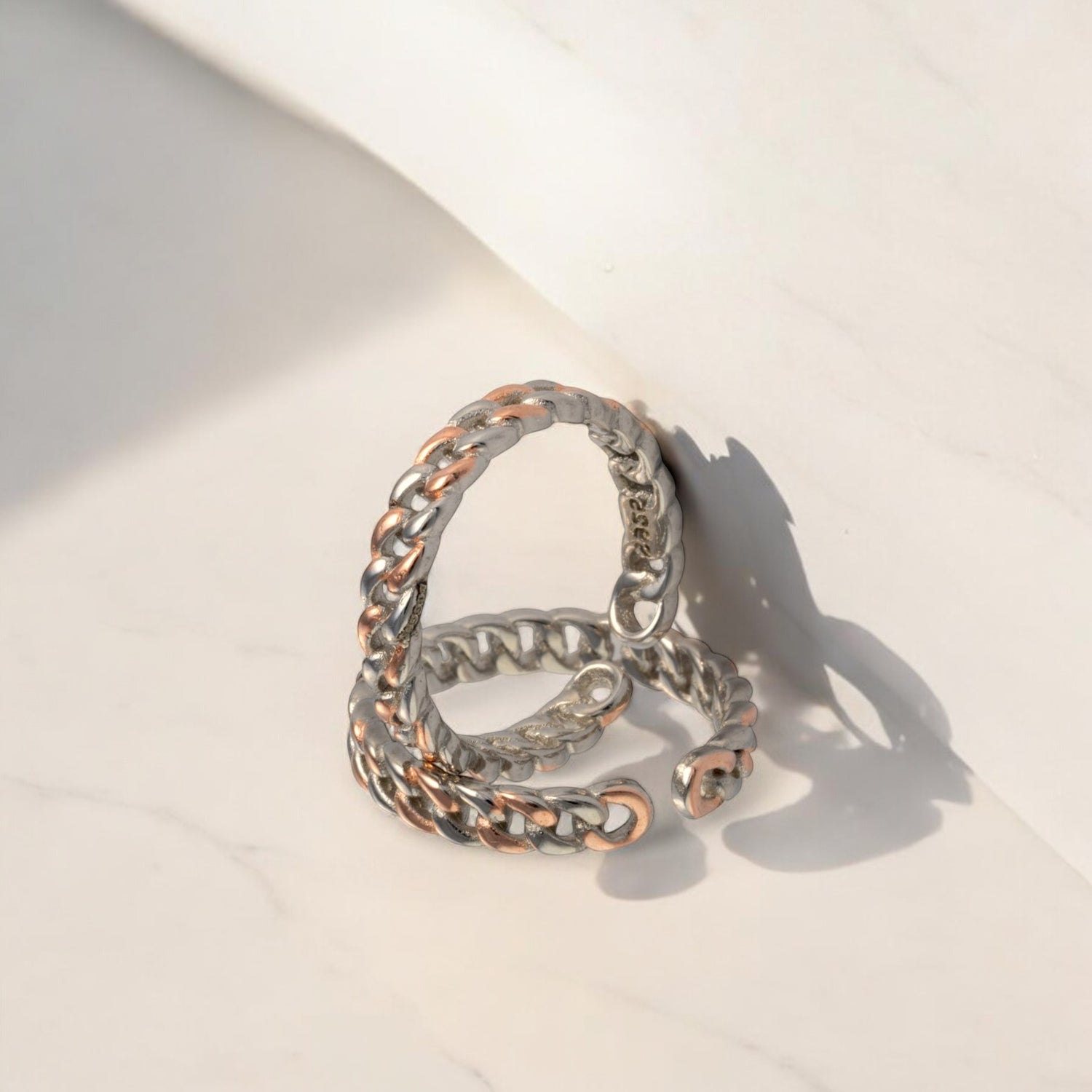 Sterling Silver Dual tone Close link Toe ring for Women and Girls