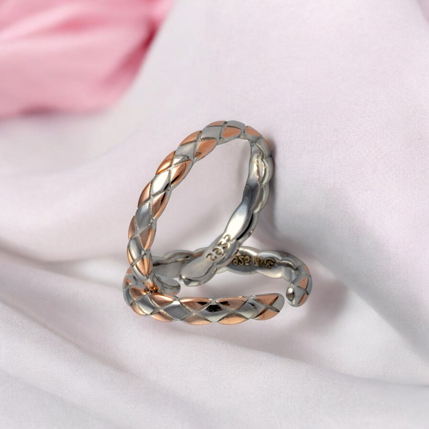 Sterling Silver Dual tone X-Cross Toe ring for Women and Girls