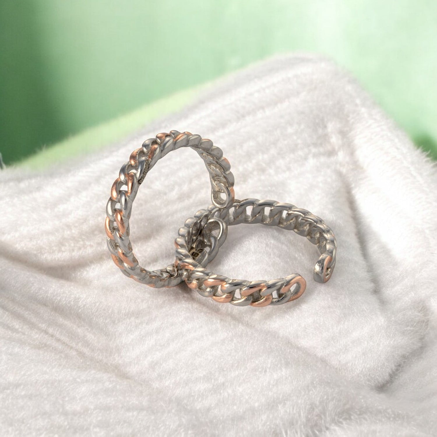 Sterling Silver Dual tone Close link Toe ring for Women and Girls