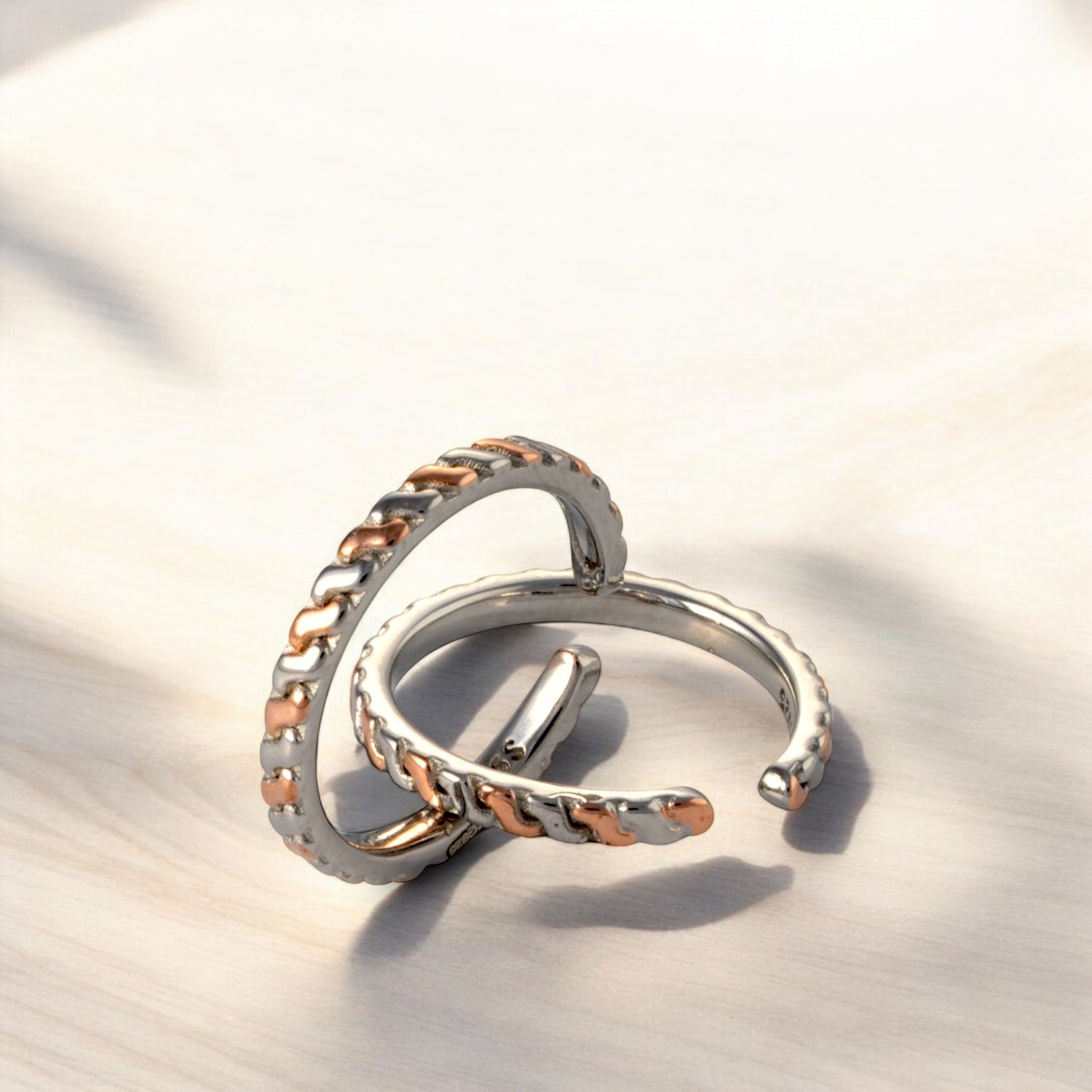 Sterling Silver Dual Tone Adjustable Elegant Toe ring for Women and Girls