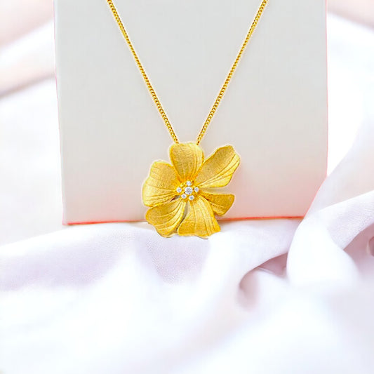 Gold Plated Pansy Flower Pendant For Women & Girls