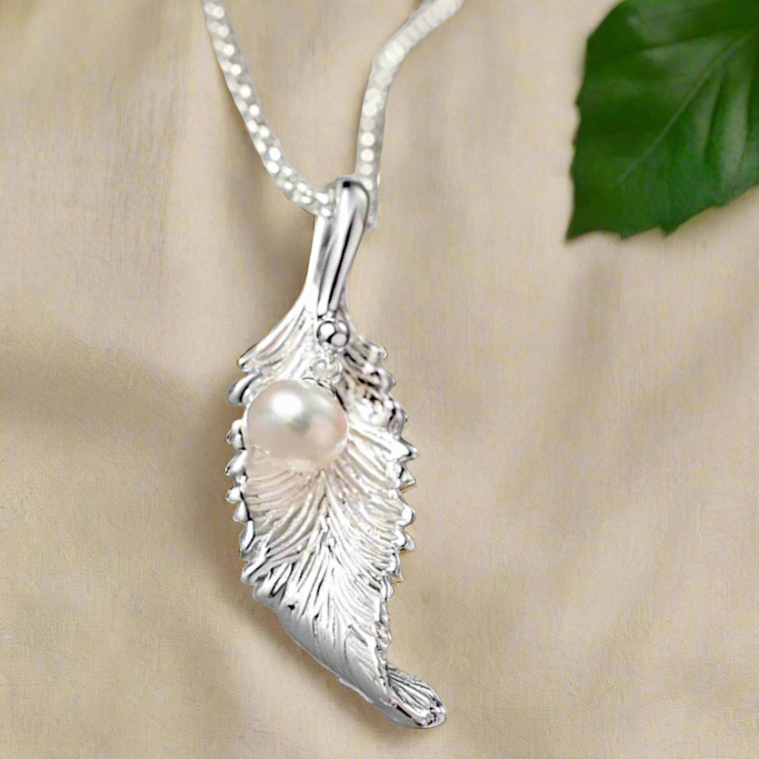 Pearl Drop Leaf Pendant For Women & Girls