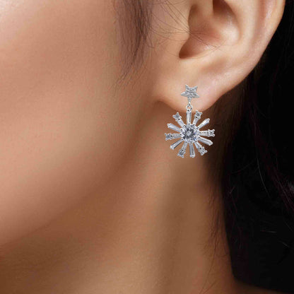 Sterling Silver Snow flake earrings for women and girls