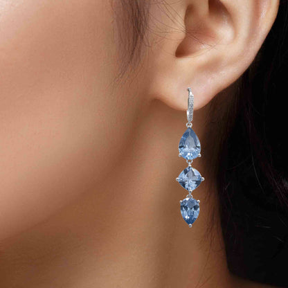 Sterling silver Blue stone tear drop earrings for women and girls