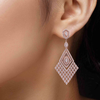 Rosegold Diamond cut Drop earrings for women and girls