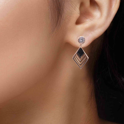 Rosegold geomatrical design drop earrings for women and girls