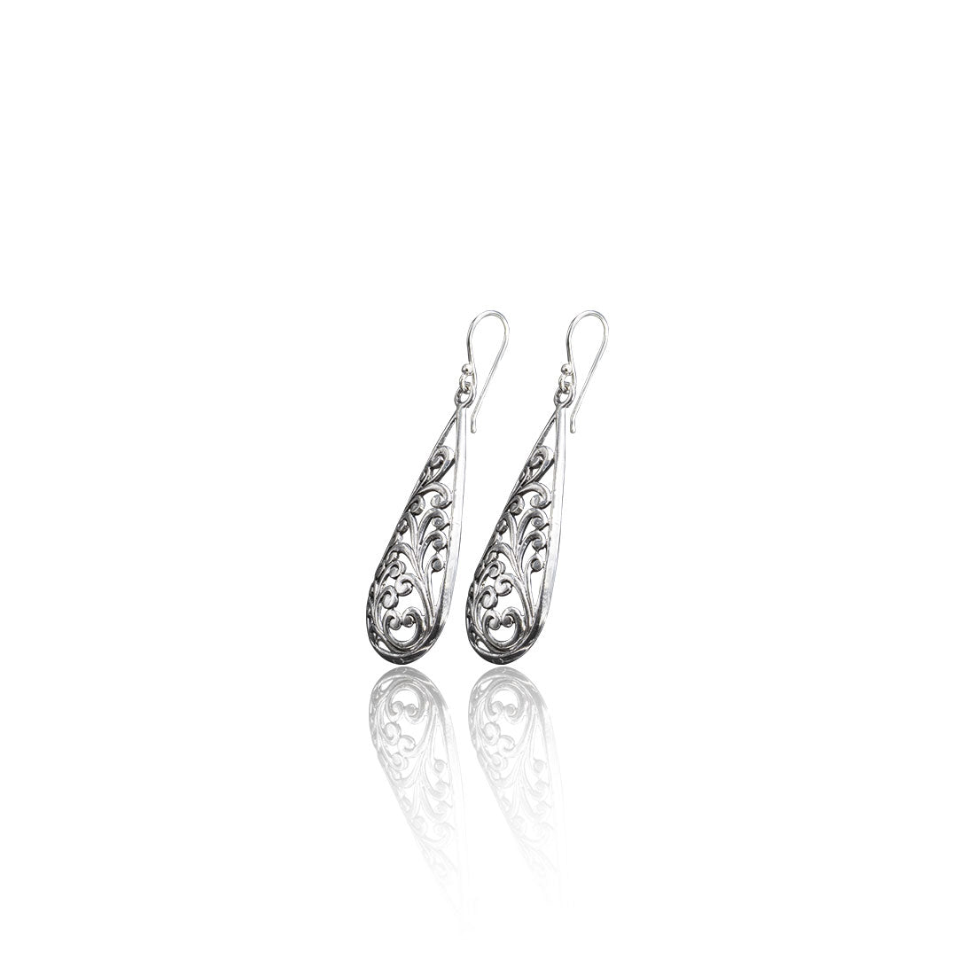 Sterling silver oxidized teardrop motif earrings for women and girls