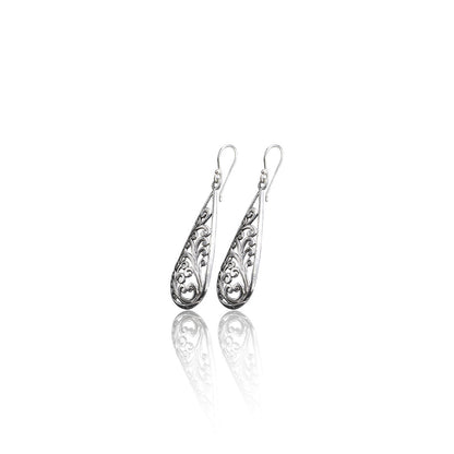 Sterling silver oxidized teardrop motif earrings for women and girls