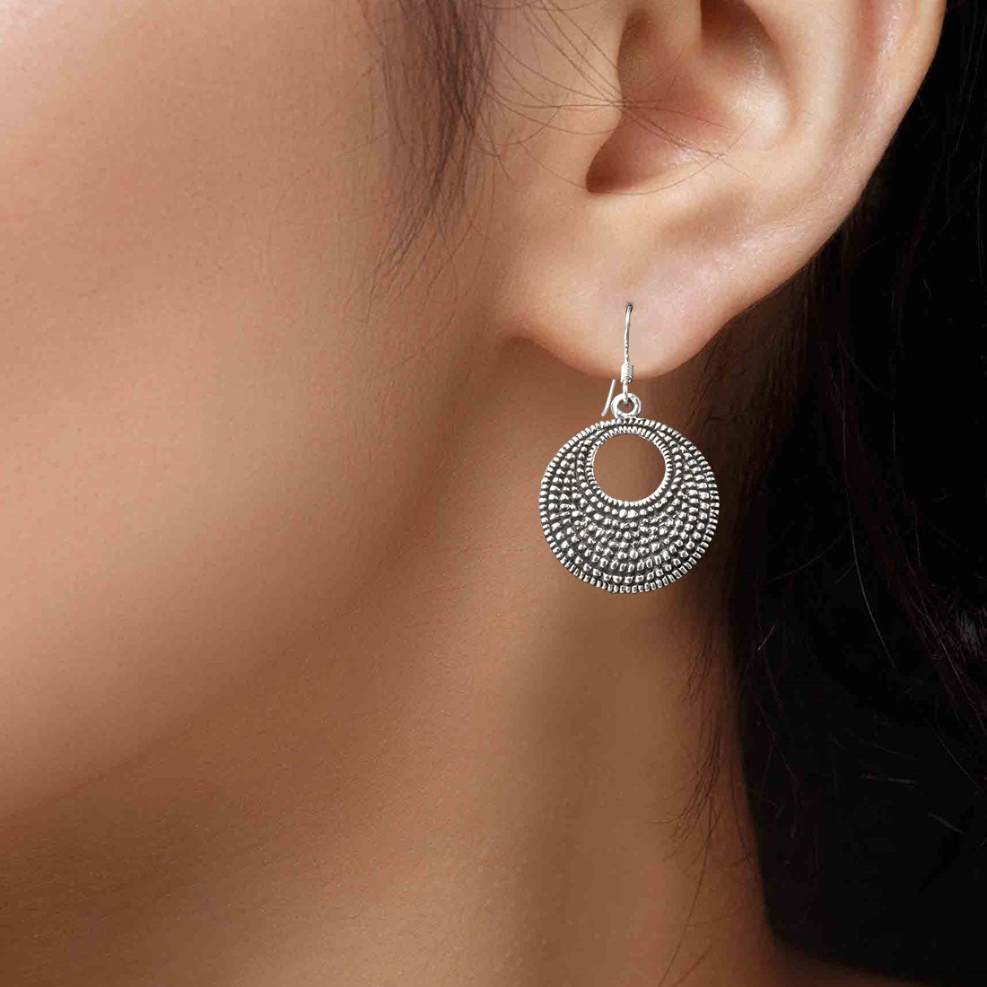 Sterling silver oxidized ethnic lunar earrings for women and girls