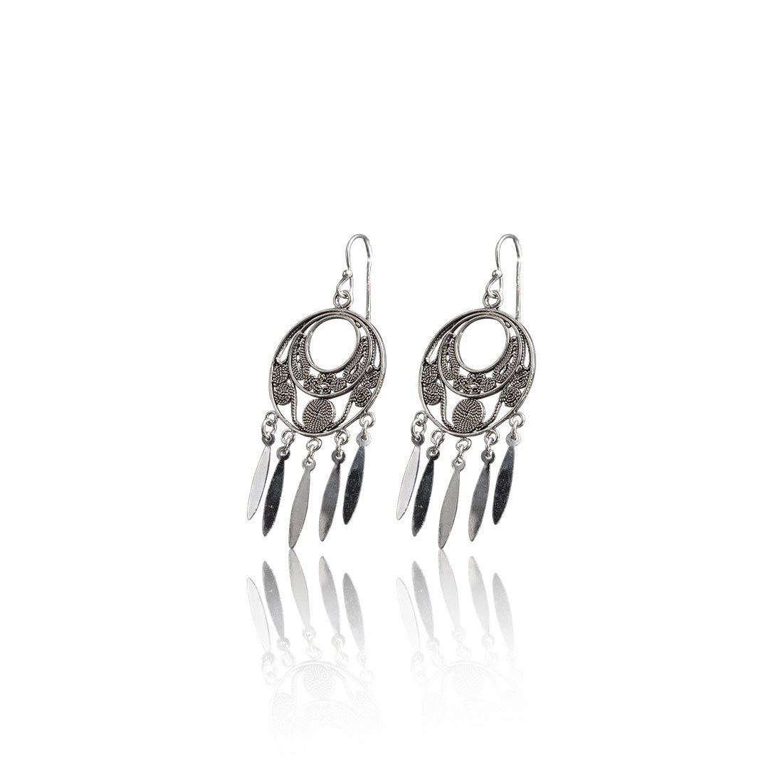 925 Sterling Silver Oxidised Traditional Round Earrings for Women & Girls