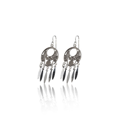 Sterling silver oxidized ethnic round earrings for women and girls