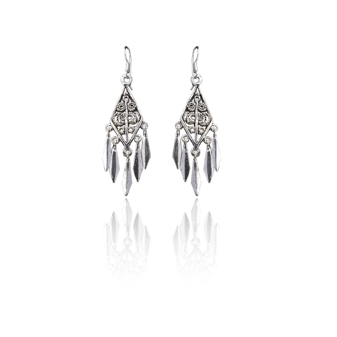 925 Sterling Silver Oxidised Diamond Finish Earrings for Women & Girls