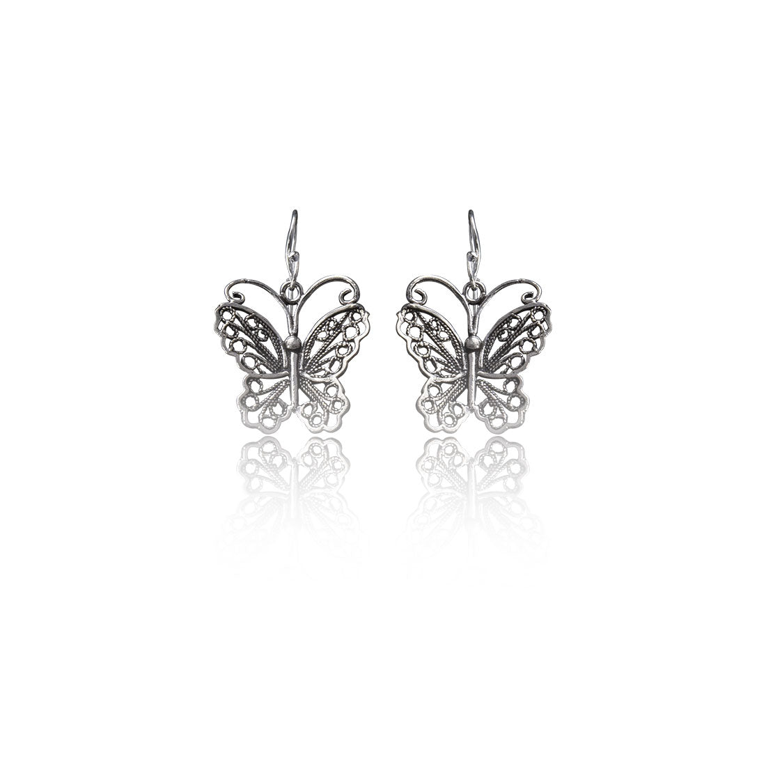 Sterling silver Moon Tarnish oxidized butterfly earrings for women and girls