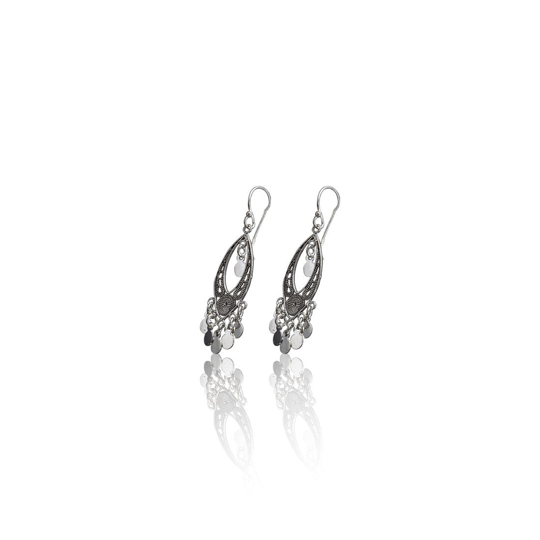 Sterling silver Moon Tarnish oxidized eye dangle earrings for women and girls