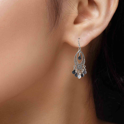 Sterling silver oxidized eye dangle earrings for women and girls