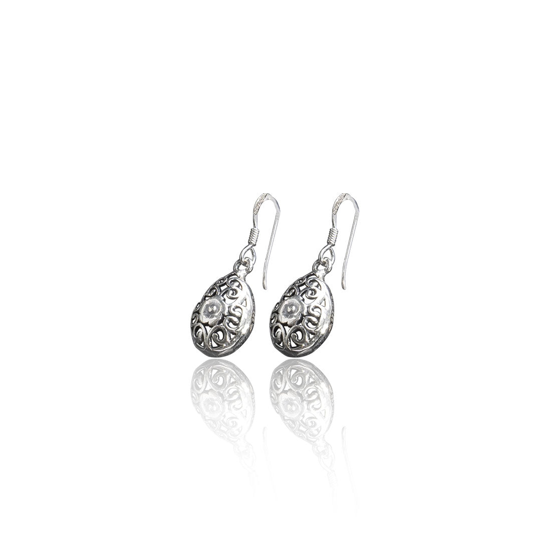 Sterling silver Moon Tarnish Oxidized teardrop motif drop earrings for women and girls