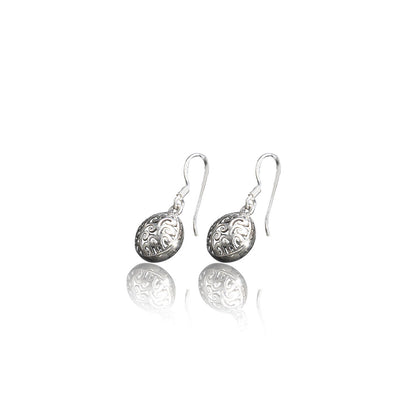 Sterling silver oxidized ball earrings for women and girls