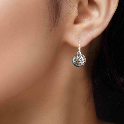 Sterling silver oxidized ball earrings for women and girls