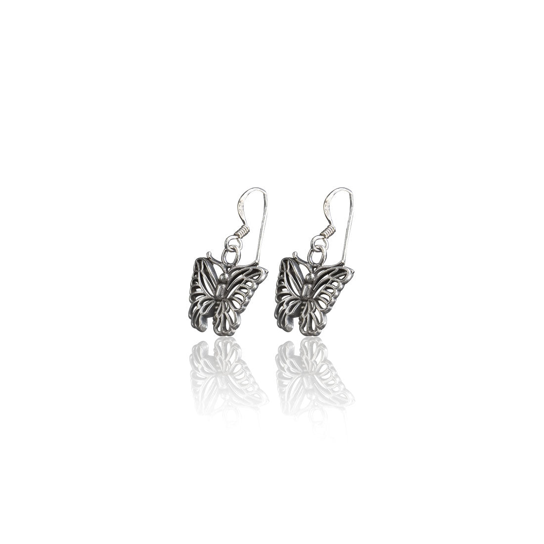 925 Sterling Silver Oxidised Butterfly Design Earrings for Women & Girls