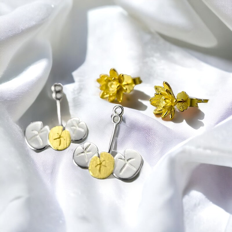 Lotus Back Drop Earrings For Women & Girls