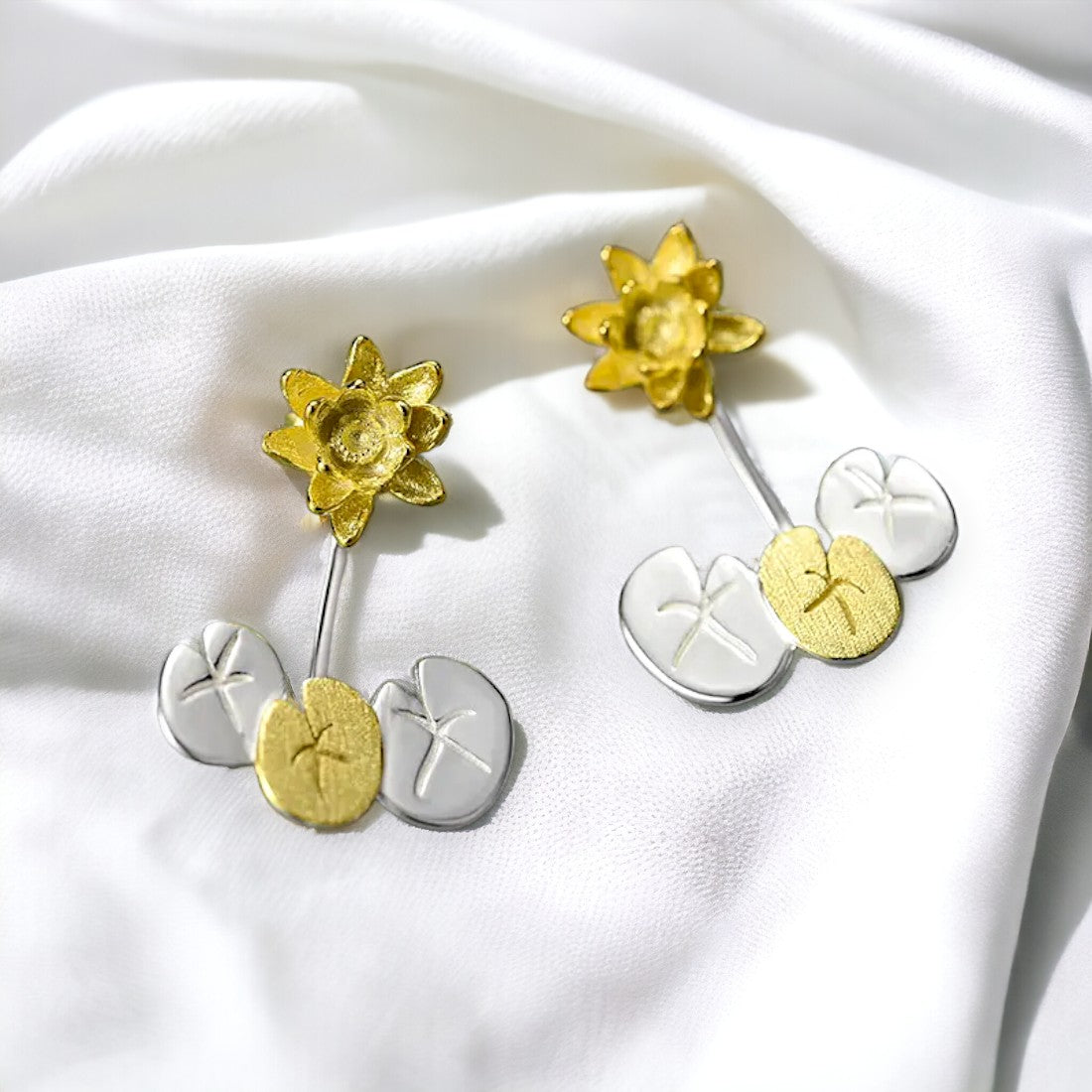Lotus Back Drop Earrings For Women & Girls