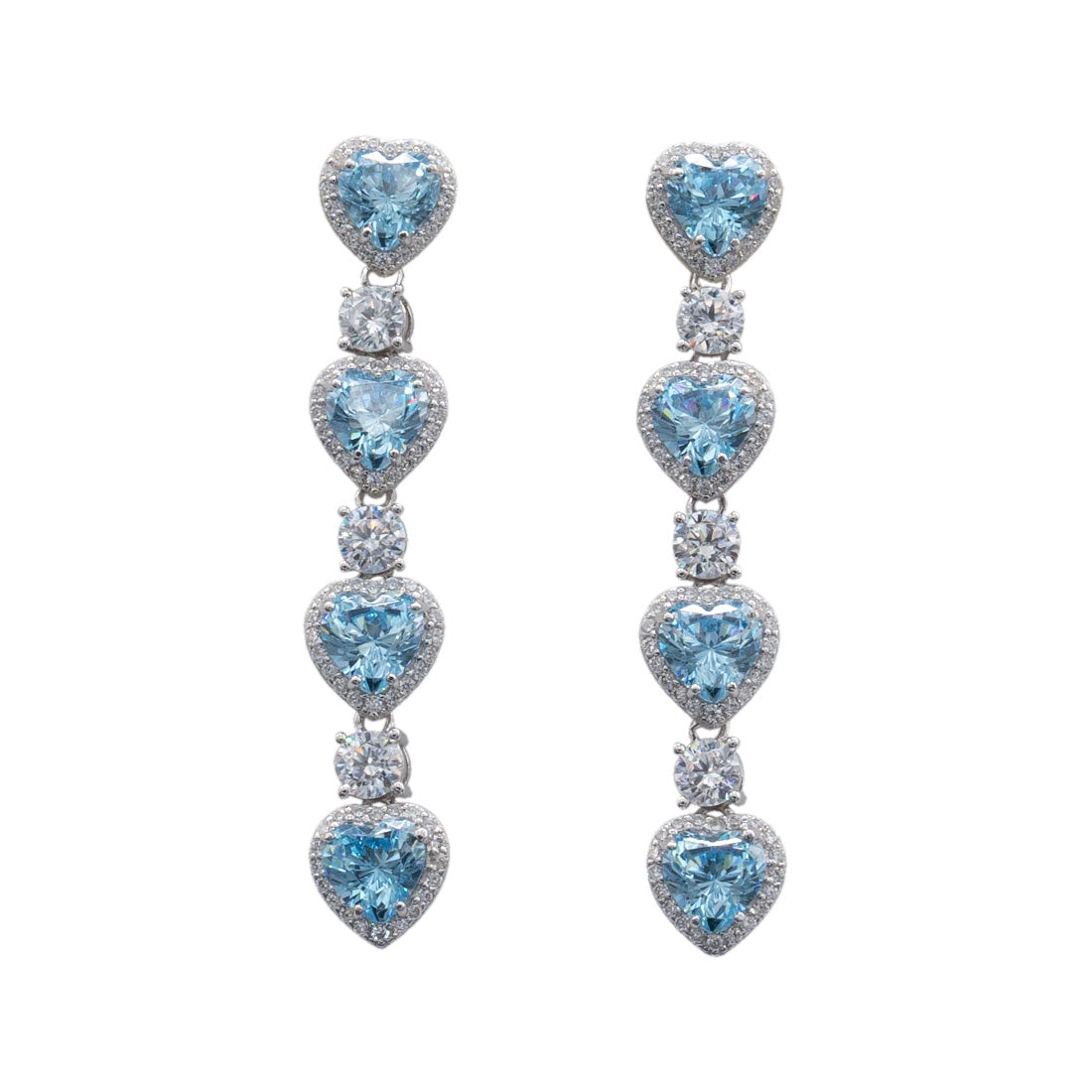 925 Sterling Silver Blue Heart Stone Dangle Earrings for Women & Girls