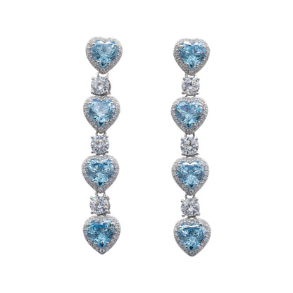925 Sterling Silver Blue Heart Stone Dangle Earrings for Women & Girls