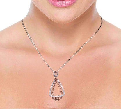 Sterling silver triangle dual color pendant with earrings set for women and girls (without chain)