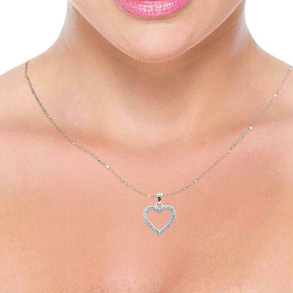 Sterling silver heart stone pendant with earring set for women and girls (without chain)