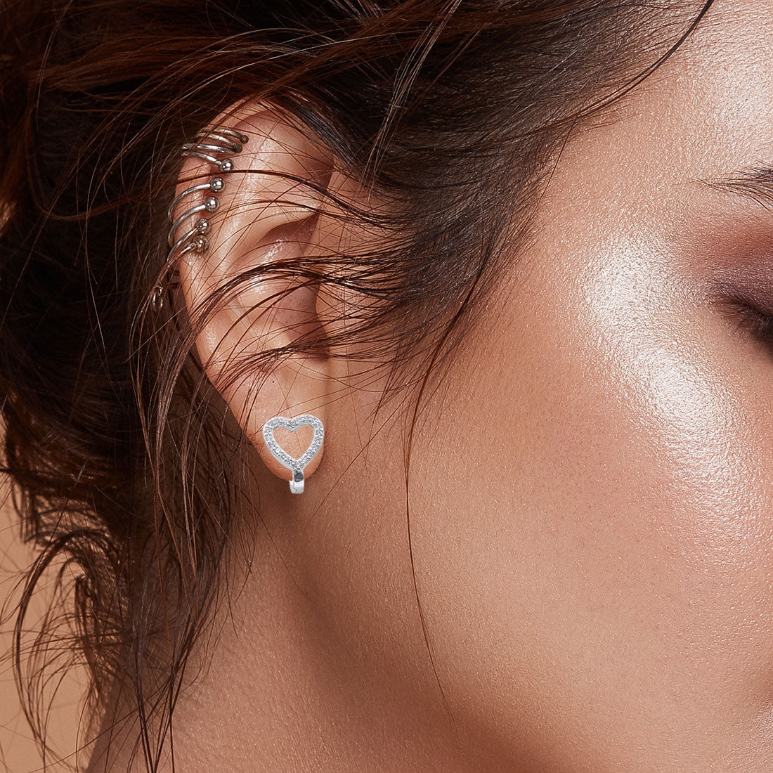 Sterling silver heart stone pendant with earring set for women and girls (without chain)