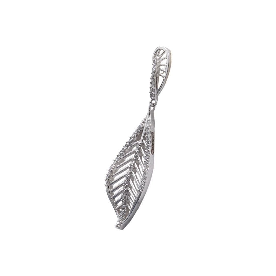 Sterling silver leaf drop stone pendant with earrings set for women and girls (without chain)