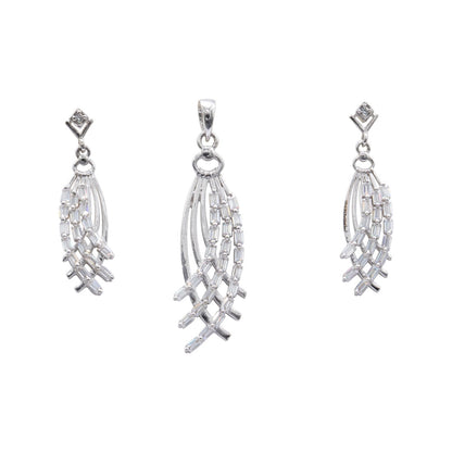 Sterling silver geomatric stone pendant with earrings set for women and girls (without chain)