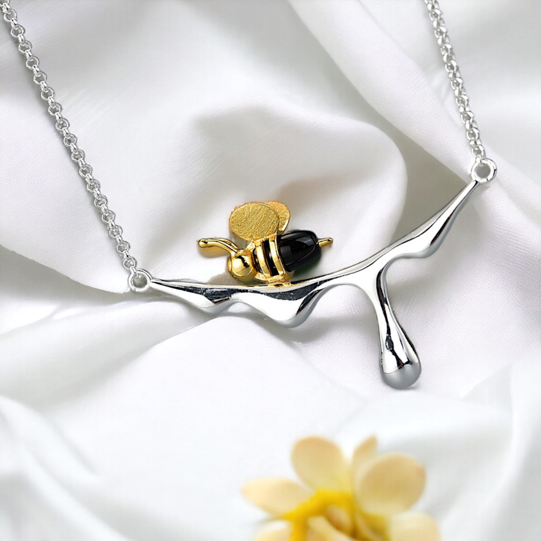 Sterling Silver Honey Bee Necklace for women & girls
