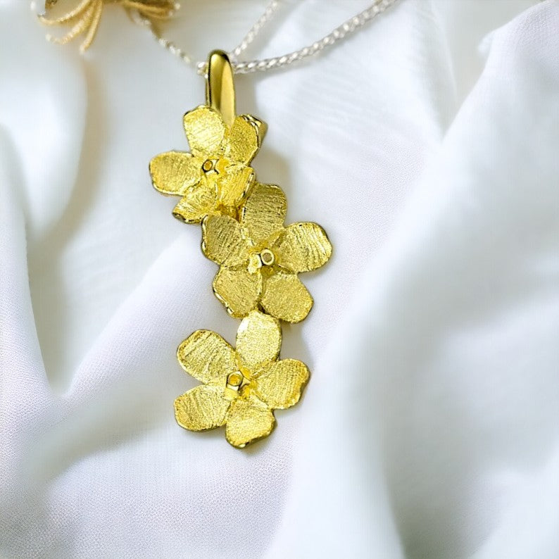 Gold Plated Sterling Silver Flower Pendant For Women & Girls