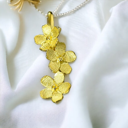 Gold Plated Sterling Silver Flower Pendant For Women & Girls