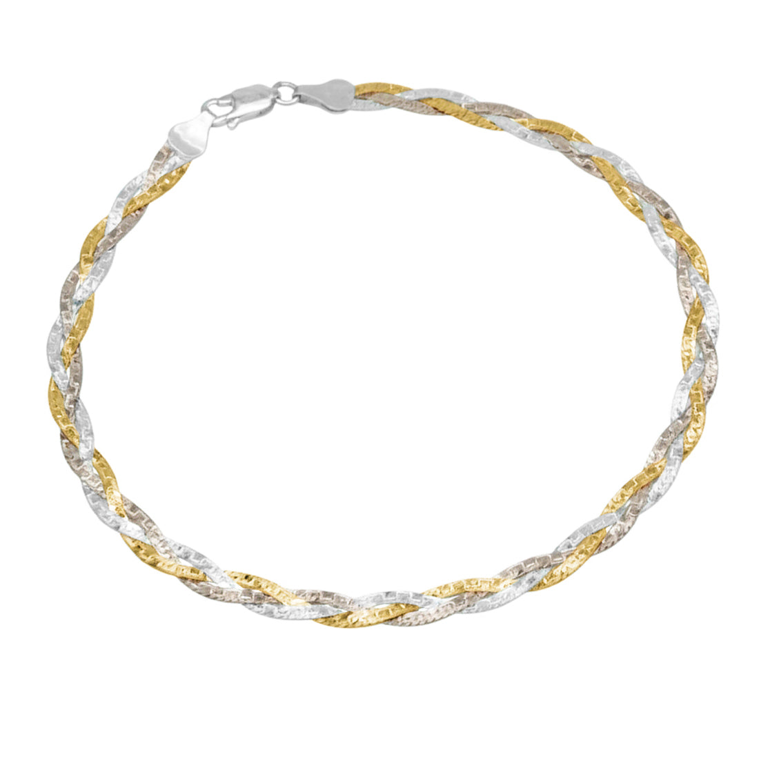 Stylish Twisted Triple Tone Silver Anklet for Women & Girls